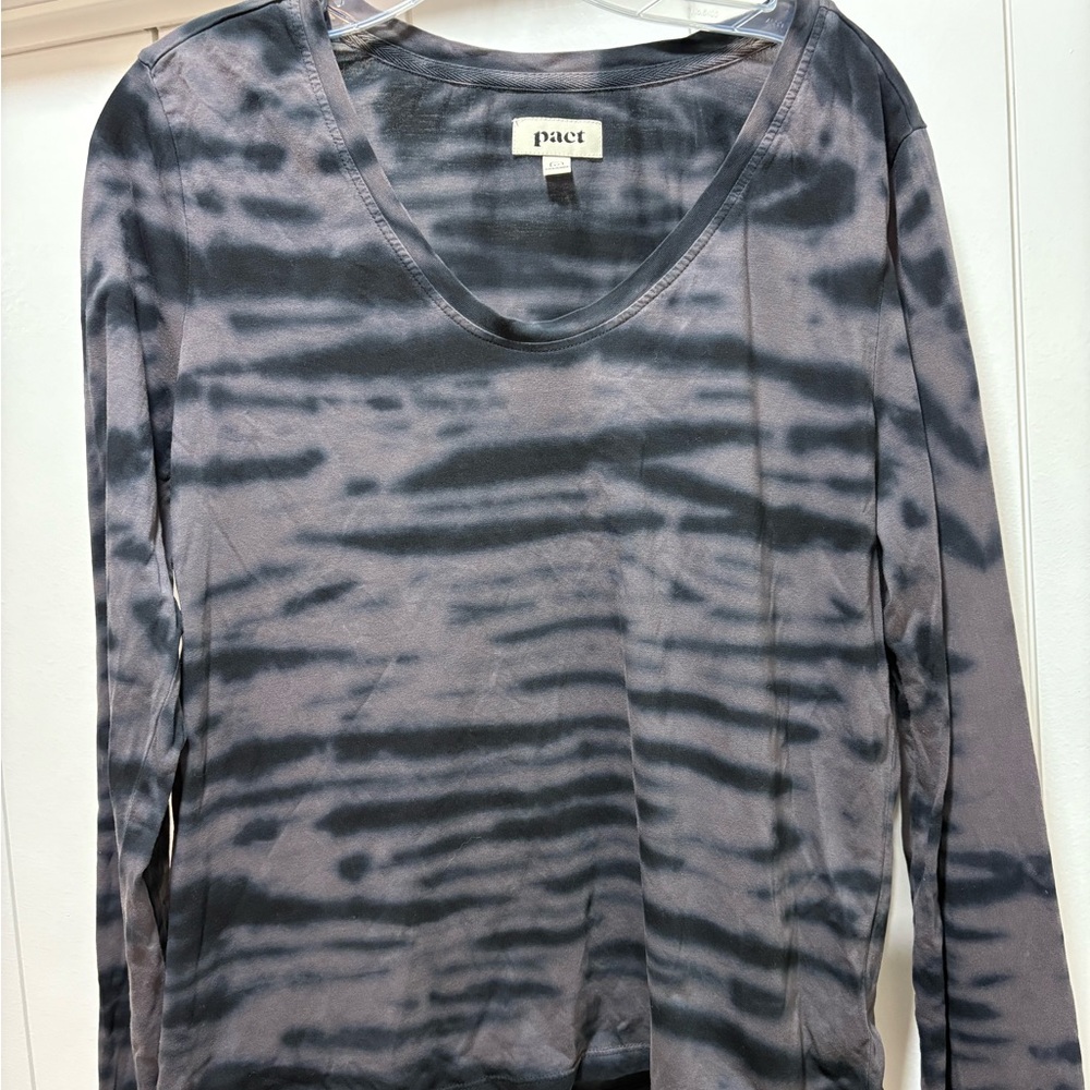 Pact Far Out Tie Dye Granite Stripe T shirt Size Medium Organic Cotton